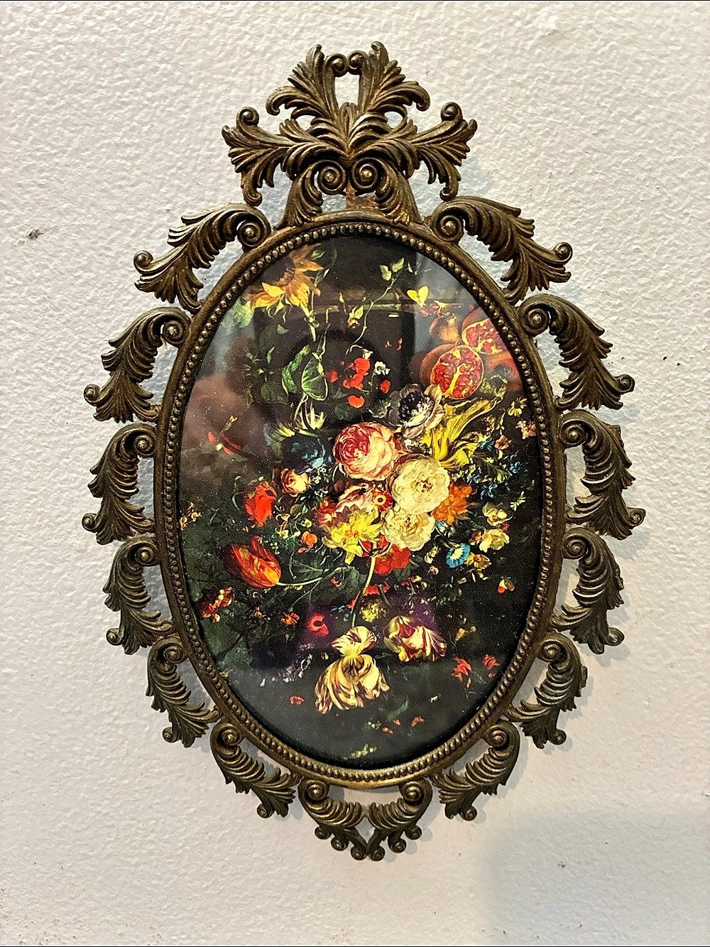 Ornate Floral Wall Art in Brown & Green